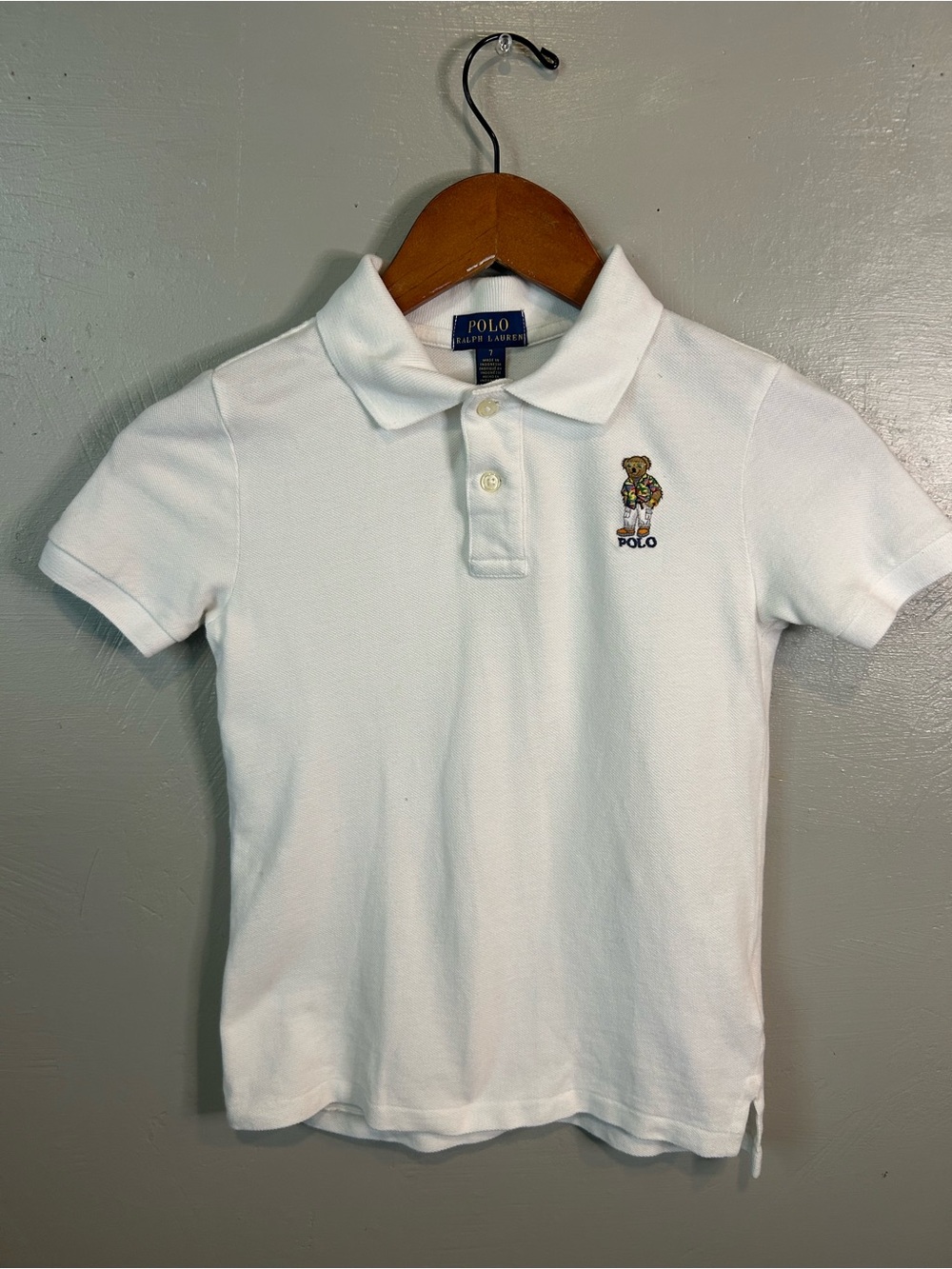 Polo by Ralph Lauren White Kids Polo with Embroidered Bear
